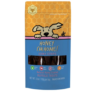 Honey I'm Home Honey Coated Buffalo Jerky Strips Dog Treats, 3.5-oz Bag