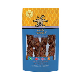 Honey I'm Home Water Buffalo Braided Gullet Sticks Dog Treats, 3.53-oz Bag