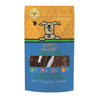 Honey I'm Home Water Buffalo Tripe Sticks Dog Treats, 90-Gram Bag