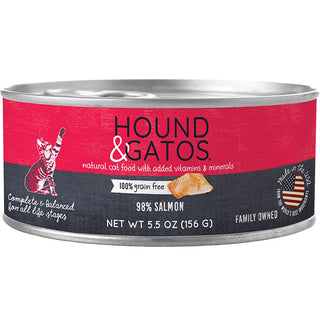 Hound & Gatos 98% Salmon Grain-Free Canned Cat Food, 5.5-oz, case of 24