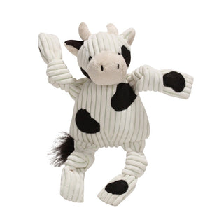 HuggleHounds Plush Corduroy Barnyard Knotties Cow Dog Toy, Large