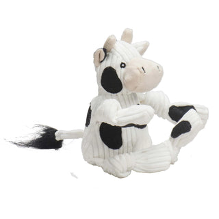 HuggleHounds Dottie Cow Knottie Dog Toy, Small