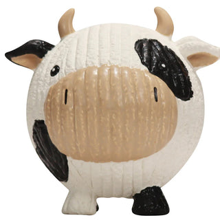 HuggleHounds Dottie Cow Ruff-Tex Ball Dog Toy, Large