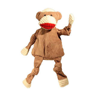 HuggleHounds Plush Corduroy Knotties Sock Monkey Dog Toy, Large