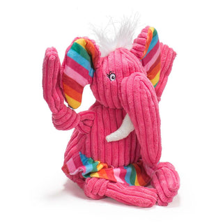 HuggleHounds Rainbow Elephant Knottie Dog Toy, Large