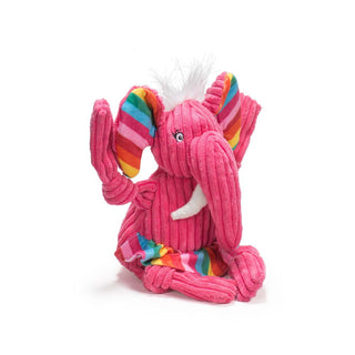 HuggleHounds Rainbow Elephant Knottie Dog Toy, Small