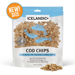 Icelandic+ Cod Chips Mini Bites for Training & Small Dogs Treats, 9-oz Bag