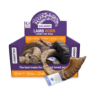 Icelandic+ Large Lamb Horn Dog Chews, 12-ct Case