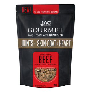 JAC Pet Nutrition Grass Fed Beef Dehydrated Dog Treats with Benefits, 8-oz