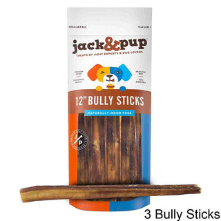 Jack & Pup 12" Bully Sticks for Dogs, Package of 3