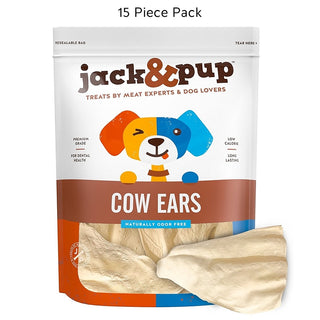 Jack & Pup Cow Ears for Dogs, 15-Piece Pack