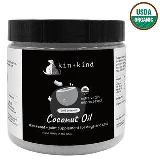 Kin + Kind Organic Coconut Oil for Dogs Raw Cold-Pressed, 16-oz