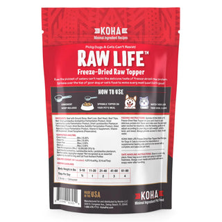 KOHA Freeze-Dried Raw Topper Beef Recipe Dog & Cat Food Topper, 8-oz Bag