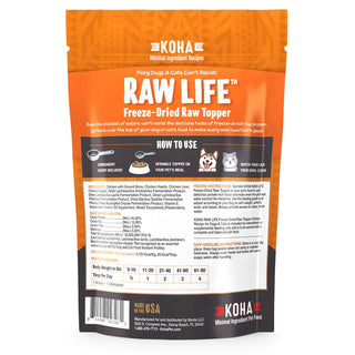 KOHA Freeze-Dried Raw Topper Chicken Recipe Dog & Cat Food Topper, 8-oz Bag