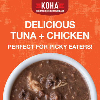 KOHA Poke Bowl Tuna & Chicken Entree in Gravy Moist Cat Food, 3-oz, Case of 24