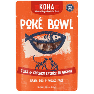 KOHA Poke Bowl Tuna & Chicken Entree in Gravy Moist Cat Food, 3-oz, Case of 24