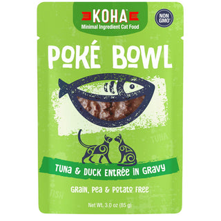 KOHA Poke Bowl Tuna & Duck Entree in Gravy Moist Cat Food, 3-oz, Case of 24