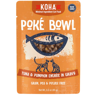 KOHA Poke Bowl Tuna & Pumpkin Entree in Gravy Moist Cat Food, 3-oz, Case of 24