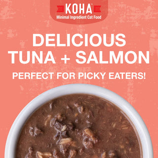 KOHA Poke Bowl Tuna & Salmon Entree in Gravy Moist Cat Food, 3-oz, Case of 24