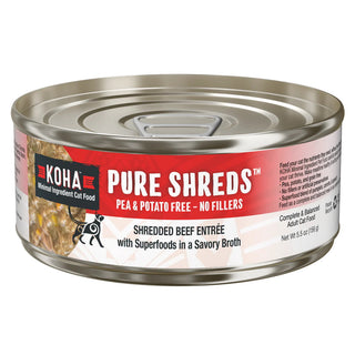 KOHA Pure Shreds Shredded Beef Entree Canned Cat Food, 5.5-oz, Case of 12