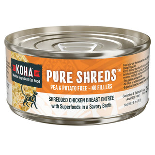 KOHA Pure Shreds Shredded Chicken Breast Canned Cat Food, 2.8-oz, Case of 24