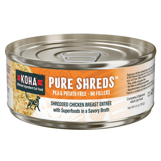 KOHA Pure Shreds Shredded Chicken Breast Canned Cat Food, 5.5-oz, Case of 12