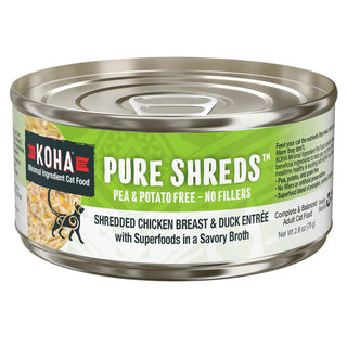 KOHA Pure Shreds Shredded Chicken Breast & Duck Canned Cat Food, 2.8-oz, Case of 24