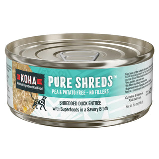 KOHA Pure Shreds Shredded Duck Entree Canned Cat Food, 5.5-oz, Case of 12