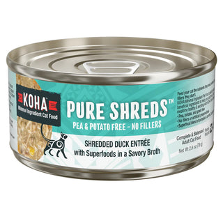 KOHA Pure Shreds Shredded Duck Entree Canned Cat Food, 2.8-oz, Case of 24