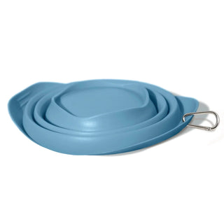 Kurgo Collaps-A-Bowl Collapsible & Portable Travel Dog Bowl for Food & Water, Blue