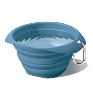 Kurgo Collaps-A-Bowl Collapsible & Portable Travel Dog Bowl for Food & Water, Blue