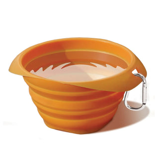 Kurgo Collaps-A-Bowl Collapsible & Portable Travel Dog Bowl for Food & Water, Orange