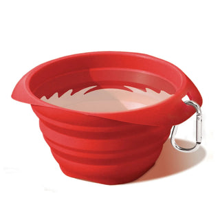 Kurgo Collaps-A-Bowl Collapsible & Portable Travel Dog Bowl for Food & Water, Red