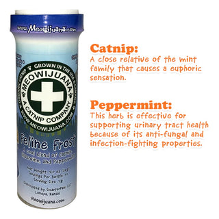 Meowijuana Feline Frost Catnip, Silvervine, & Peppermint Blend Catnip for Cats, 26-gram bottle