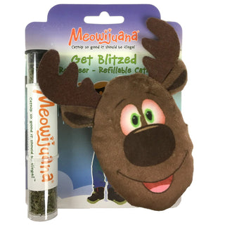 Meowijuana Get Blitzed Reindeer Refillable Plush Cat Toy with Catnip