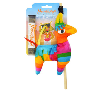 Meowijuana Get Smashed Llama Pinata Refillable Plush Cat Toy with Wand & Catnip