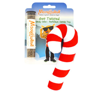 Meowijuana Get Twisted Candy Cane Refillable Plush Cat Toy with Catnip