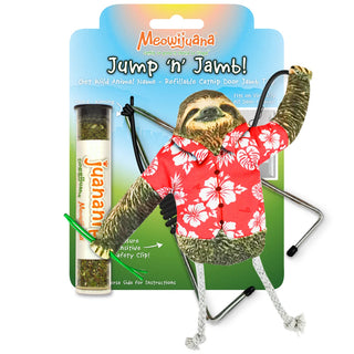 Meowijuana Jump 'n' Jamb Get Wild Sloth Swinging Refillable Catnip Cat Toy