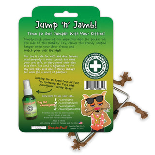 Meowijuana Jump 'n' Jamb Monkey Swinging Refillable Catnip Cat Toy