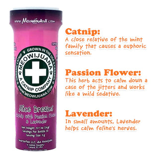 Meowijuana Mice Dreams Catnip, Passion Flower, & Lavender Blend Catnip, 0.917-oz bottle