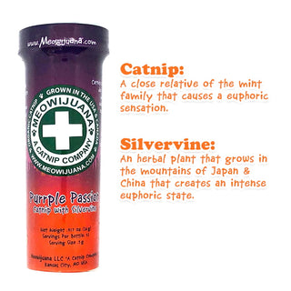 Meowijuana Purrple Passion Catnip & Silvervine Blend Catnip, 0.917-oz bottle