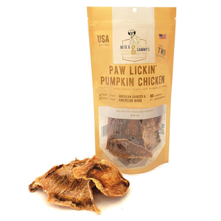 Mika & Sammy's Paw Lickin' Pumpkin Chicken Jerky Dog Treats, 5-oz Bag