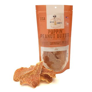 Mika & Sammy's Poppin' Peanut Butter Chicken Jerky Dog Treats, 5-oz Bag