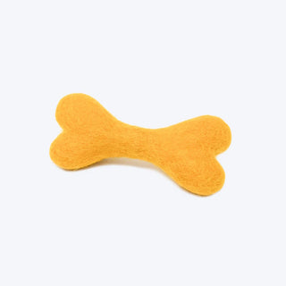 Modern Beast Wool Bone Dog Toy, Marigold, Large