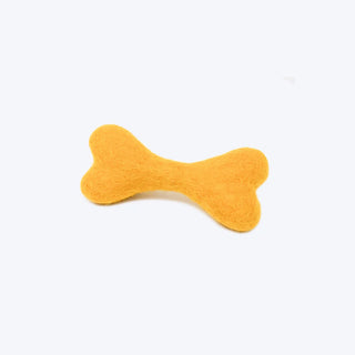 Modern Beast Wool Bone Dog Toy, Marigold, Small