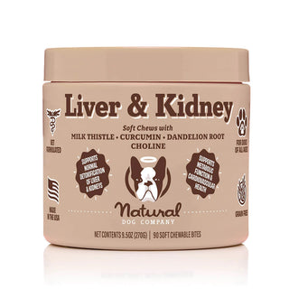 Natural Dog Company Liver & Kidney Chewable Supplement for Dogs, 90-Count 