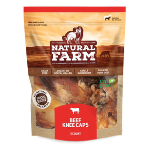 Natural Farm Beef Knee Cap Bone Dog Chew, 3-Count Bag