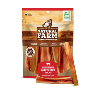 Natural Farm Bully Cheek Sticks Dog Treats, 2-4-Inch, 6-oz Bag