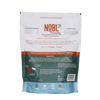 NOBL3 Everyday Beef & Chicken Recipe Freeze-Dried Dog Food Bite-Sized Pieces, 16-oz Bag