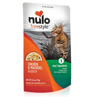 Nulo Freestyle Chicken & Mackerel in Broth Recipe Cat Food Topper or Side Dish, 2.8-oz, Case of 24